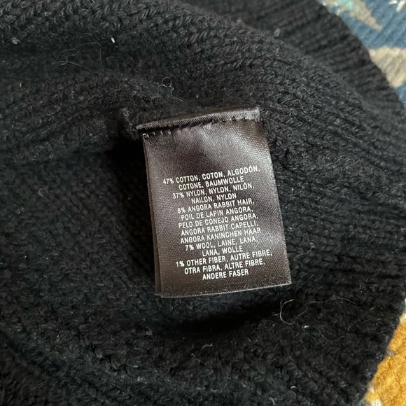 NAVY BLUE Anthropologie HWR Monogram Looped Epaulet Ecru Cable Knit Sweater Med - Picture 7 of 9